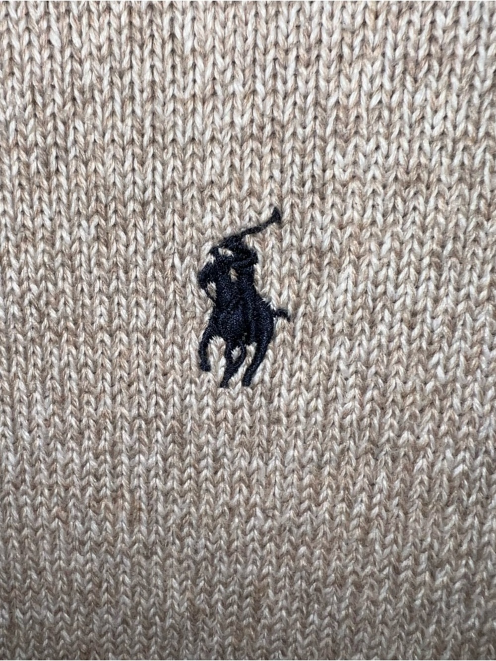 Polo by Ralph Lauren Men’s Quarter-Zip Sweater - Beige Oatmeal Cotton Blend XL - Picture 4 of 13